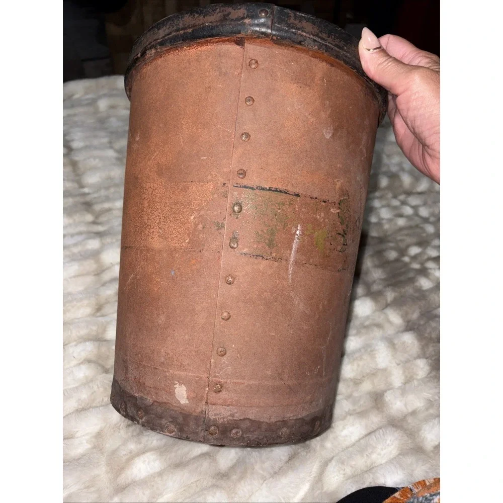 vintage industrial Vul-Cot wastebasket hard vulcanized paper fiber Riveted